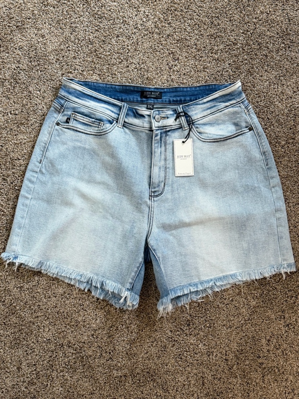 Judy Blue Light Blue Frayed Hem Denim Shorts